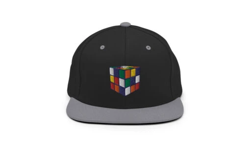 Rubik's Cube Snapback Hat -Best Toy Store Rubiks Cube Snapback Hat Black Silver 11