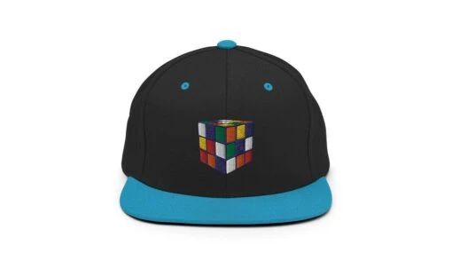 Rubik's Cube Snapback Hat -Best Toy Store Rubiks Cube Snapback Hat Black Teal 10