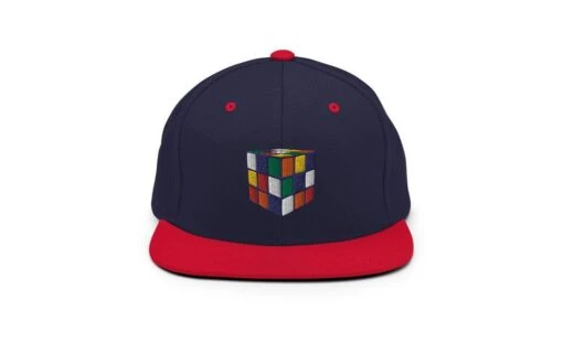 Rubik's Cube Snapback Hat -Best Toy Store Rubiks Cube Snapback Hat Navy Red 15