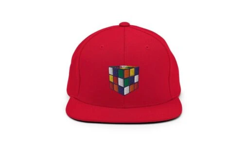 Rubik's Cube Snapback Hat -Best Toy Store Rubiks Cube Snapback Hat Red 17