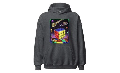 Rubik's Cube In Space - Rubik's Cube Hoodie -Best Toy Store Rubiks Cube in Space Rubiks Cube Hoodie Dark Heather S 4