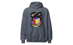 Rubik's Cube In Space - Rubik's Cube Hoodie -Best Toy Store Rubiks Cube in Space Rubiks Cube Hoodie Heather Sport Dark Navy S 7