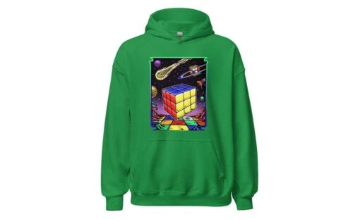 Rubik's Cube In Space - Rubik's Cube Hoodie -Best Toy Store Rubiks Cube in Space Rubiks Cube Hoodie Irish Green S 8