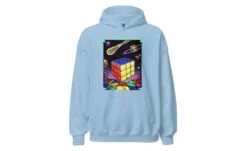 Rubik's Cube In Space - Rubik's Cube Hoodie -Best Toy Store Rubiks Cube in Space Rubiks Cube Hoodie Light Blue S 11