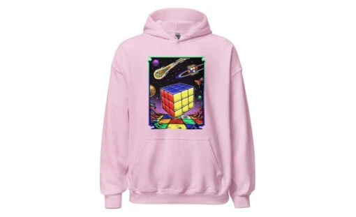 Rubik's Cube In Space - Rubik's Cube Hoodie -Best Toy Store Rubiks Cube in Space Rubiks Cube Hoodie Light Pink S 13