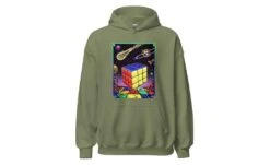 Rubik's Cube In Space - Rubik's Cube Hoodie -Best Toy Store Rubiks Cube in Space Rubiks Cube Hoodie Military Green S 9