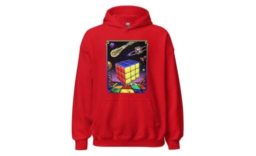 Rubik's Cube In Space - Rubik's Cube Hoodie -Best Toy Store Rubiks Cube in Space Rubiks Cube Hoodie Red S 3