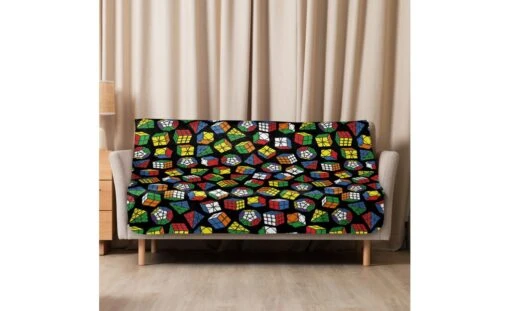 Rubik's Twisty Puzzle Sherpa Blanket -Best Toy Store Rubiks Twisty Puzzle Sherpa Blanket 50x60 2