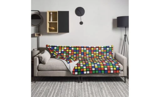 Scrambled Rubik's Cube Throw Blanket -Best Toy Store Scrambled Rubiks Cube Throw Blanket 60x80 2