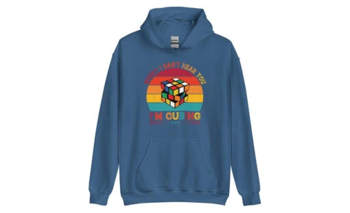 Sorry, I Can't Hear You, I'm Cubing - Rubik's Cube Hoodie -Best Toy Store Sorry I Cant Hear You Im Cubing Rubiks Cube Hoodie Indigo Blue S 4