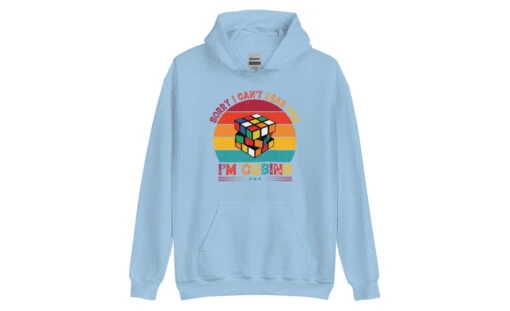 Sorry, I Can't Hear You, I'm Cubing - Rubik's Cube Hoodie -Best Toy Store Sorry I Cant Hear You Im Cubing Rubiks Cube Hoodie Light Blue S 7