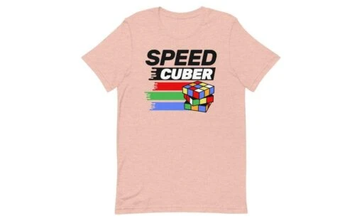 Speedcuber (Light) - Rubik's Cube Shirt -Best Toy Store Speedcuber Light Rubiks Cube Shirt Heather Prism Peach XS