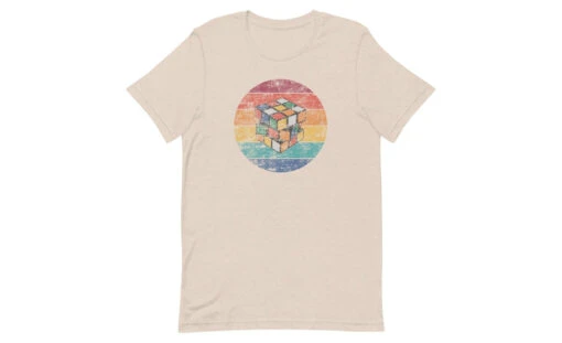 Sunset Cube - Rubik's Cube Shirt -Best Toy Store Sunset Cube Rubiks Cube Shirt Heather Dust S 3