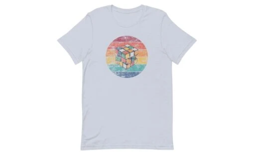 Sunset Cube - Rubik's Cube Shirt -Best Toy Store Sunset Cube Rubiks Cube Shirt Light Blue XS 2