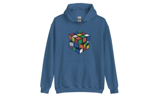 Vintage Cube - Rubik's Cube Hoodie -Best Toy Store Vintage Cube Rubiks Cube Hoodie Indigo Blue S