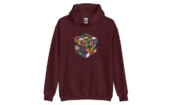 Vintage Cube - Rubik's Cube Hoodie -Best Toy Store Vintage Cube Rubiks Cube Hoodie Maroon S 4